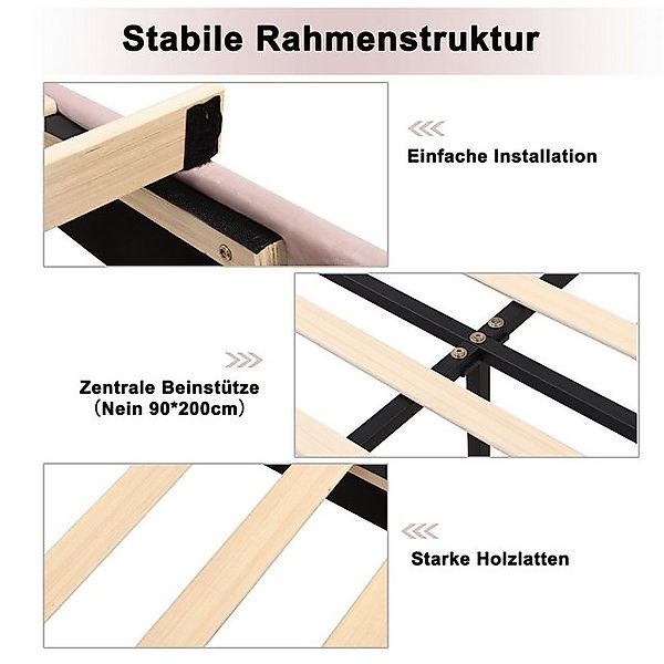 HAUSS SPOLE Polsterbett 140x200cm muschelartiges Bett mit goldenen Eisenbei günstig online kaufen