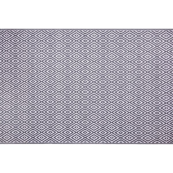 Outdoor-Teppich 120 cm x 180 cm Grau-Weiß Raute günstig online kaufen