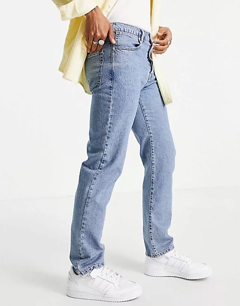 Topman – Straight Jeans in mittlerer Waschung-Blau günstig online kaufen