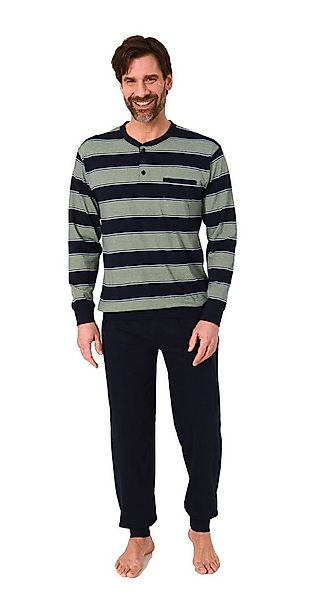 Normann Pyjama Normann Herren Schlafanzug lang mit Bündchen und Knopfleiste günstig online kaufen