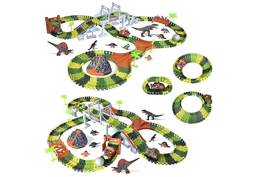 DINO SONO Spielzeug-Rennwagen Vulkan Dino Rennbahn Spielzeug Schiene Gesche günstig online kaufen