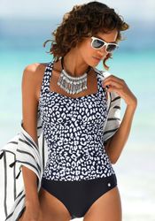 LASCANA Badeanzug mit trendigem schwarz-weiß Druck günstig online kaufen