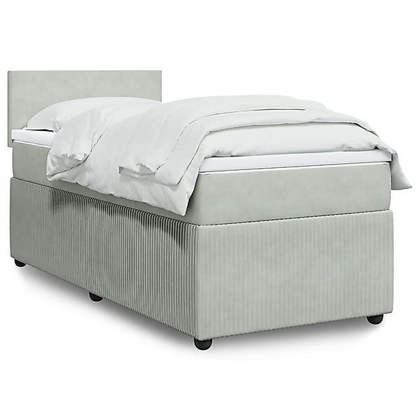 vidaXL Boxspringbett, Boxspringbett mit Matratze Hellgrau 90x200 cm Samt günstig online kaufen