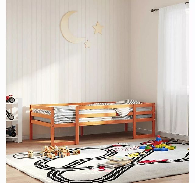 vidaXL Bett, Kinderbett Wachsbraun 90x190 cm Massivholz Kiefer günstig online kaufen