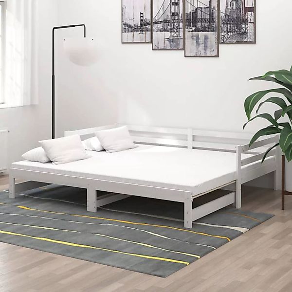 Tagesbett Ausziehbar Weiß Kiefer Massivholz 2x(90x200) Cm günstig online kaufen