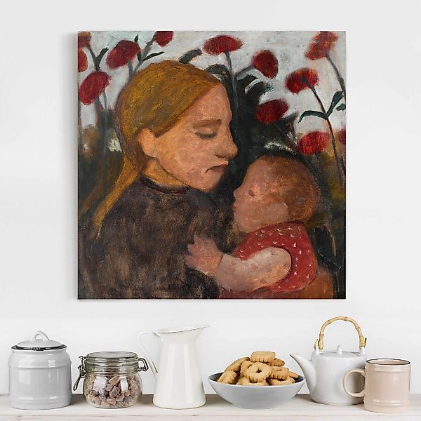 Leinwandbild - Quadrat Paula Modersohn-Becker - Junge Frau mit Kind günstig online kaufen