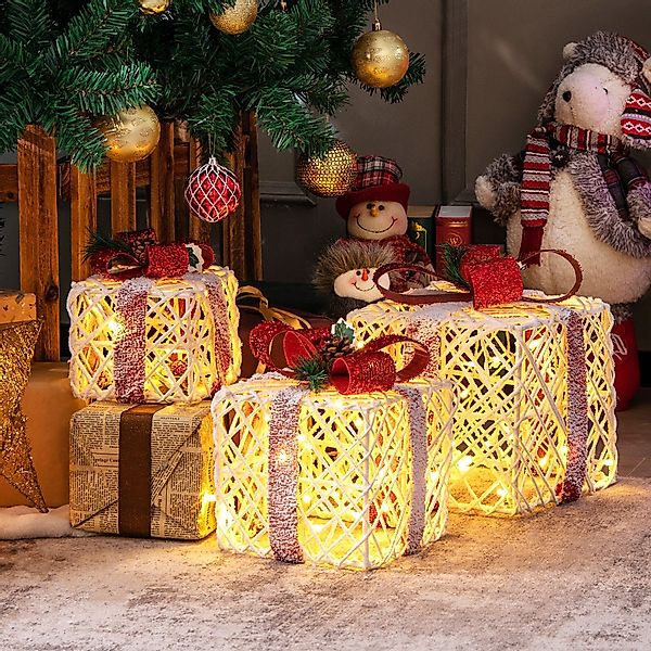 COSTWAY Weihnachtsfigur (3 St), Geschenkboxen, mit günstig online kaufen