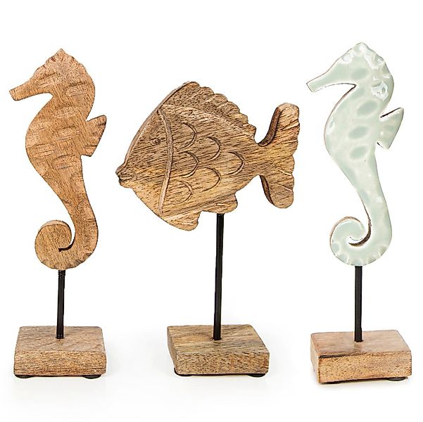 Logbuch-Verlag Dekofigur Maritime Deko Set 3-tlg. Seepferdchen + Fisch aus günstig online kaufen