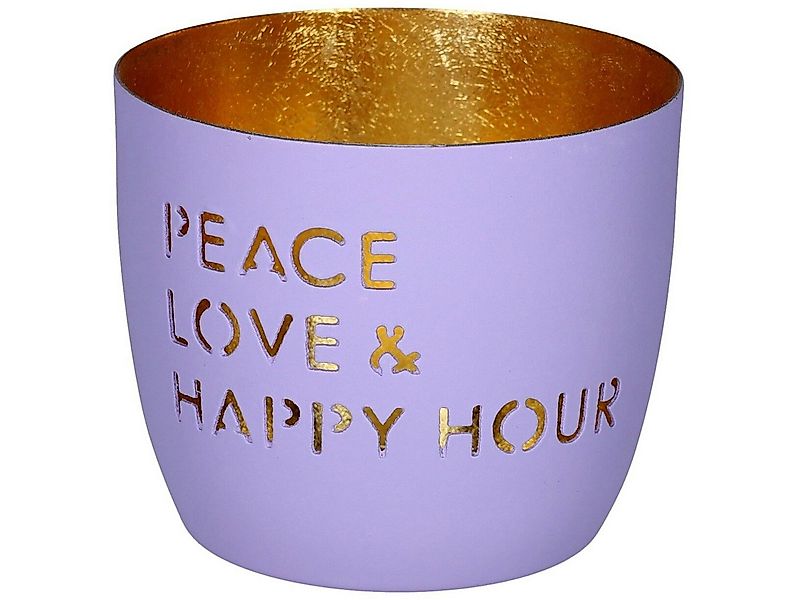 Giftcompany Windlicht Madras Windlicht M Peace, Love & Happy hour lila/gold günstig online kaufen