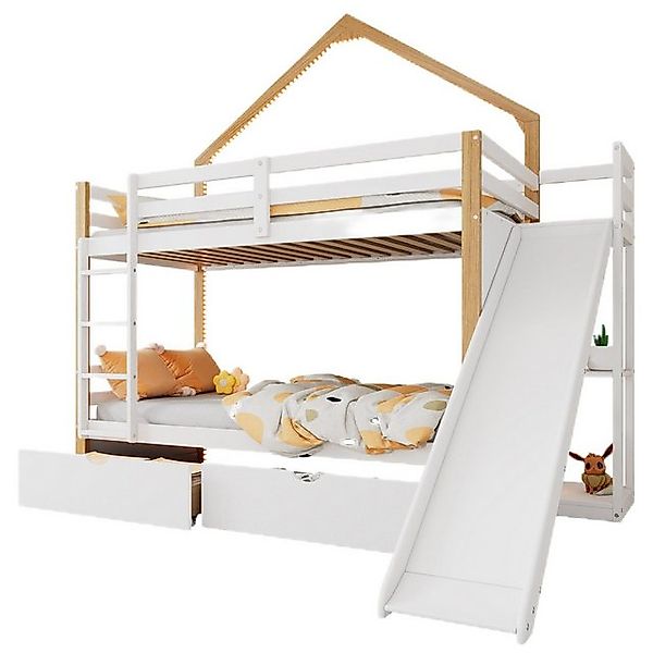 TavilaEcon Etagenbett Hausbett Holzbett Kinderbett Jugendbett mit Dach und günstig online kaufen