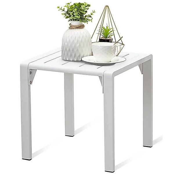 MeXo Aluminium Couchtisch Gartentisch Polywood Tischplatte Wetterfest Weiß günstig online kaufen