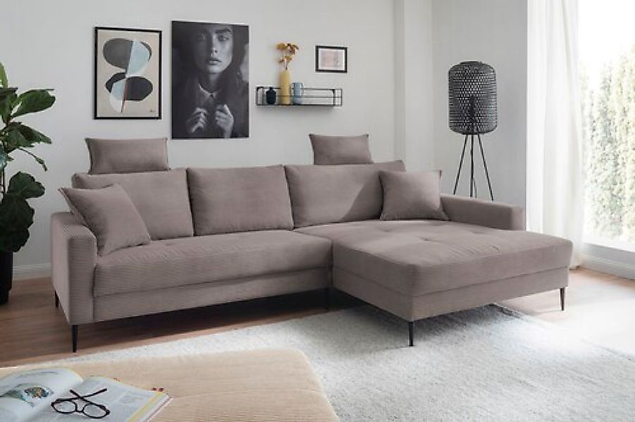 Trends by HG Ecksofa »Summer L-Form« in Cord-Stoff mit Metallfuß günstig online kaufen