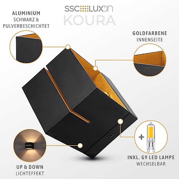 SSC-LUXon LED Wandleuchte Wandleuchte KOURA schwarz günstig online kaufen
