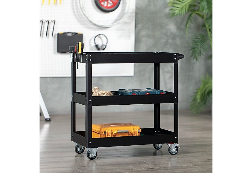 Durhand Werkzeugwagen 3-stöckiger Werkzeugkarre mit Rädern, leer, max. Trag günstig online kaufen