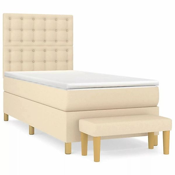 vidaXL Boxspringbett Boxspringbett mit Matratze Creme 100x200 cm Stoff Bett günstig online kaufen