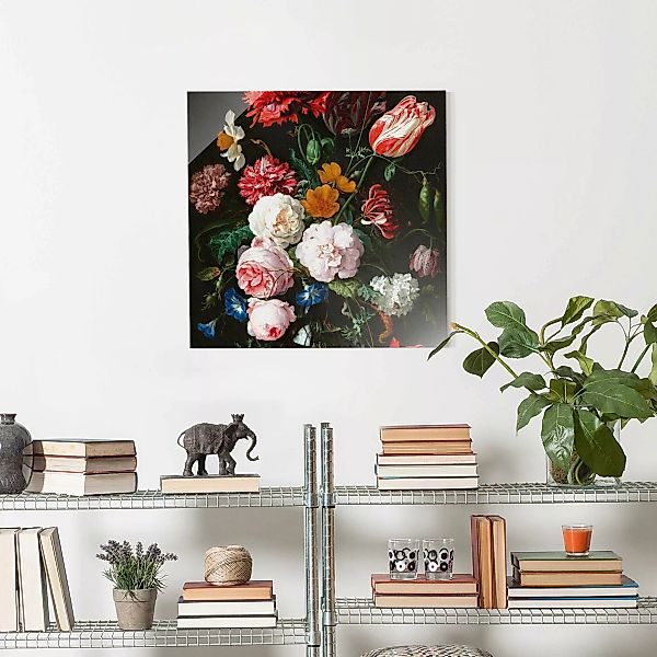 Glasbild Blumen - Quadrat Jan Davidsz de Heem - Stillleben mit Blumen in ei günstig online kaufen
