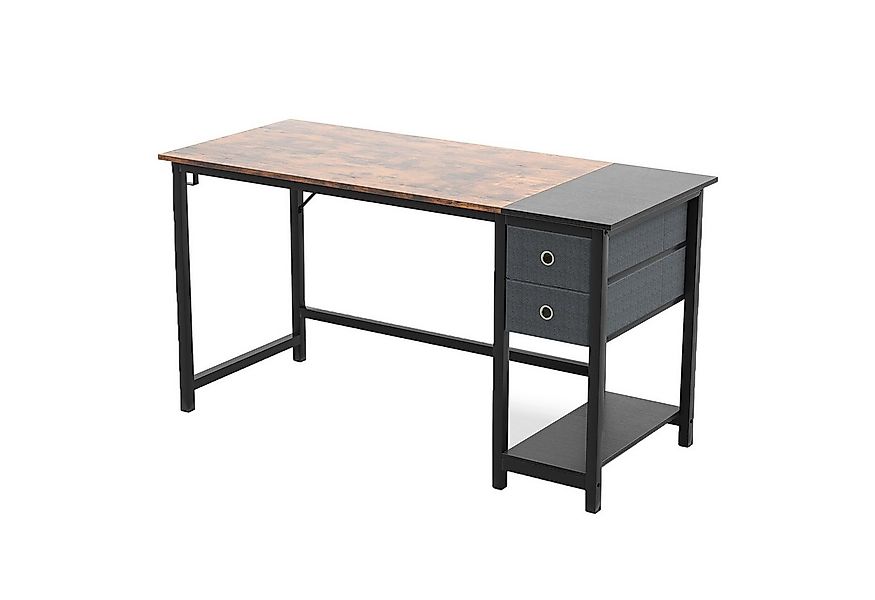 KOMFOTTEU Computertisch, mit Kopfhörerhaken, Regal & 2 Schubladen günstig online kaufen