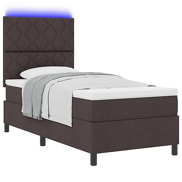 vidaXL Bett Boxspringbett mit Matratze & LED Dunkelbraun 90x190 cm Stoff (1 günstig online kaufen