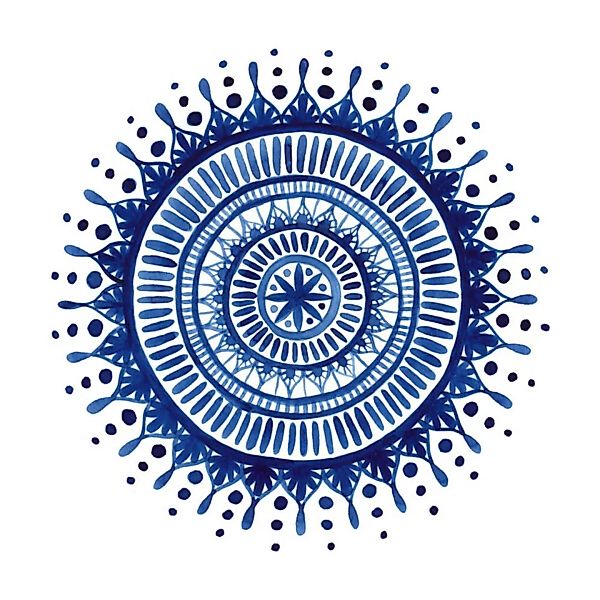 Poster / Leinwandbild - Blue Watercolor Mandala günstig online kaufen