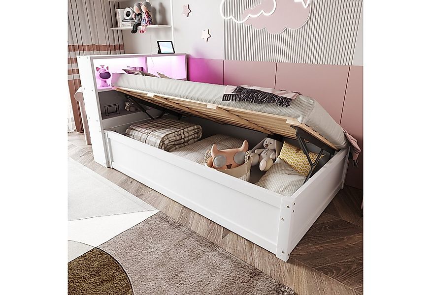 Merax Daybett 90x200cm mit LED-Lichtleiste und USB-Steckdose (1 tlg), Schla günstig online kaufen