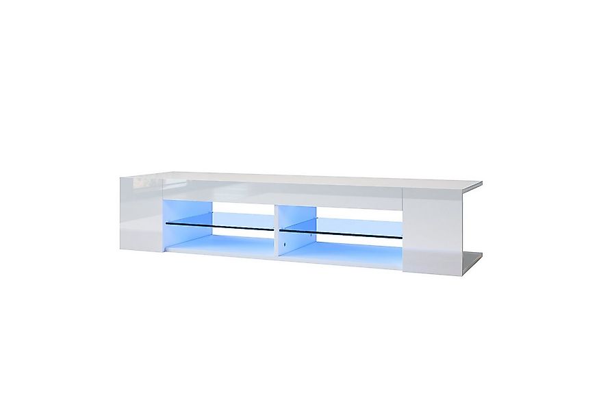 SONNI TV-Schrank TV Schrank Weiß Hochglanz mit LED-Beleuchtung 12 Farben günstig online kaufen