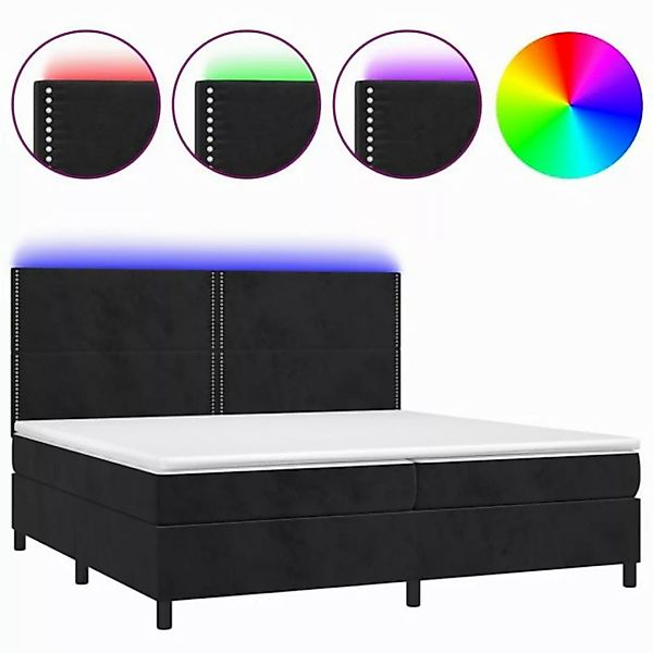 vidaXL Boxspringbett Boxspringbett mit Matratze LED Schwarz 200x200 cm Samt günstig online kaufen