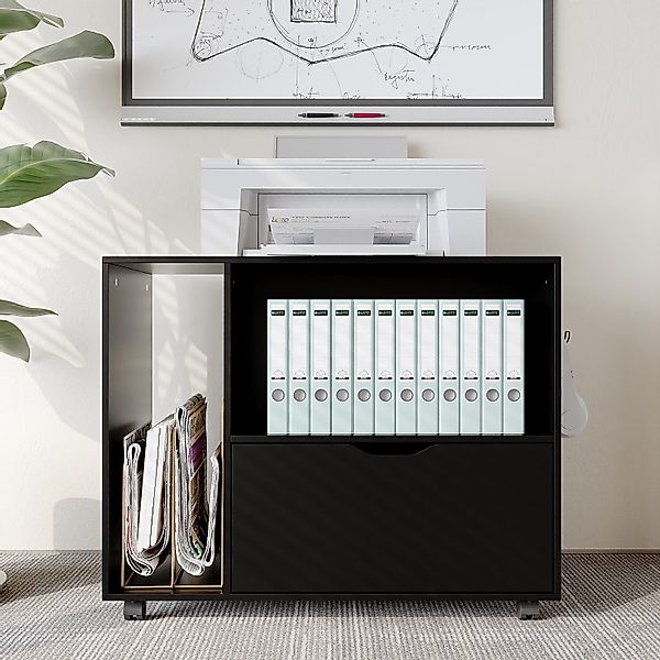 FUFU&GAGA Aktenschrank mit Rollen, Schwarz günstig online kaufen