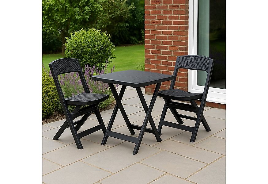 Progarden Klappstuhl Balkonstuhl Terrassenstuhl Anthrazit Kunststoff 2 er S günstig online kaufen