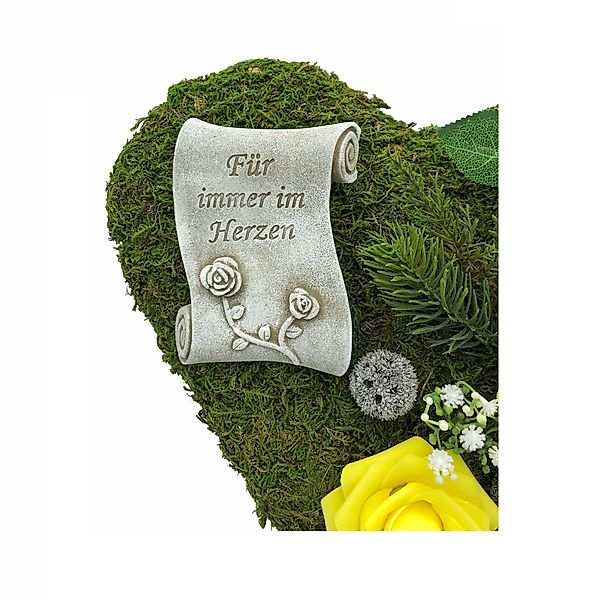 Gartenfigur Grabgesteck Grabschmuck Moosherz Grabherz Trauerherz günstig online kaufen
