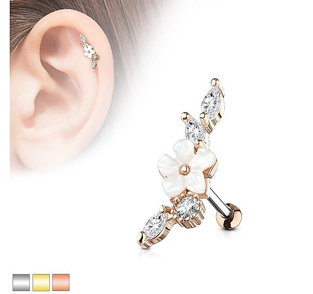 Taffstyle Piercing-Set Knorpel Ohrstecker Vintage Blume mit Kristallen, Tra günstig online kaufen