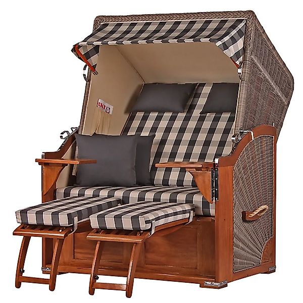 bene,iving Strandkorb Komplettset Schaalsee Mahagoni PE grau Modell 505 günstig online kaufen