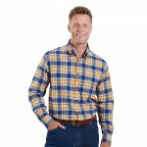 Baumwoll-Flanellhemd,blau-gelb günstig online kaufen