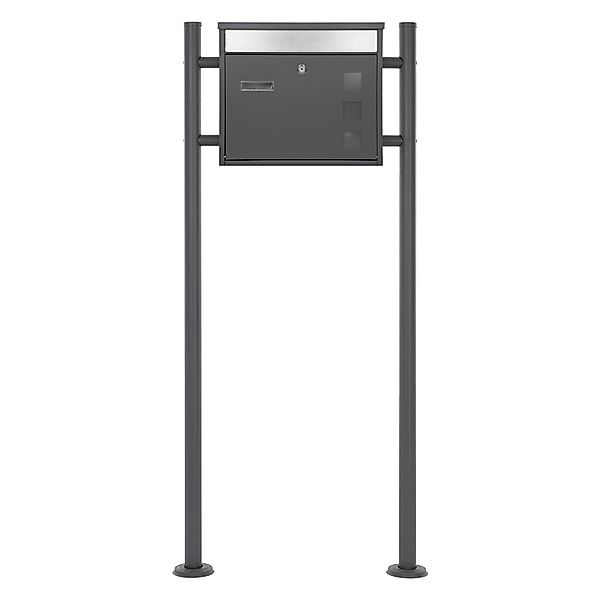 ML-Design Standbriefkasten Anthrazit-Silber mit Namensschild mit Pfosten 12 günstig online kaufen