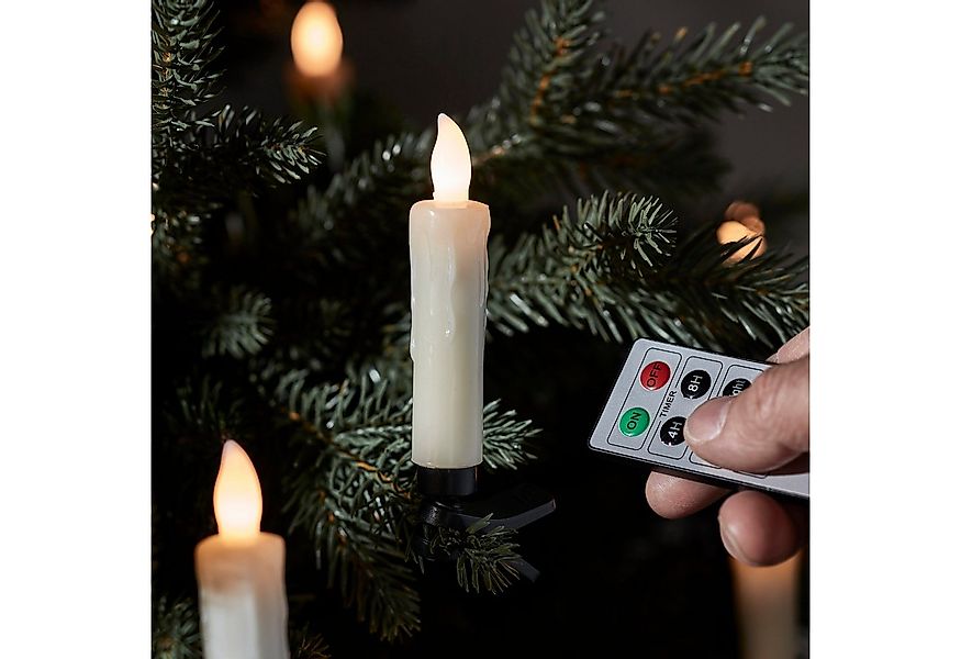 Lights4fun LED-Christbaumkerzen 10er LED kabellose Weihnachtsbaumkerzen günstig online kaufen