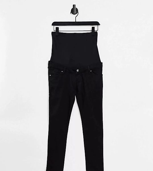 Topshop Maternity – Leigh – Jeans mit Überbauchbund in Schwarz günstig online kaufen