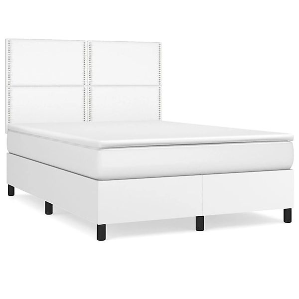 vidaXL Boxspringbett mit Matratze Weiß 140x200 cm Kunstleder1466129 günstig online kaufen