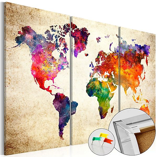 Korkbild - Corkboard Map In Watercolor günstig online kaufen