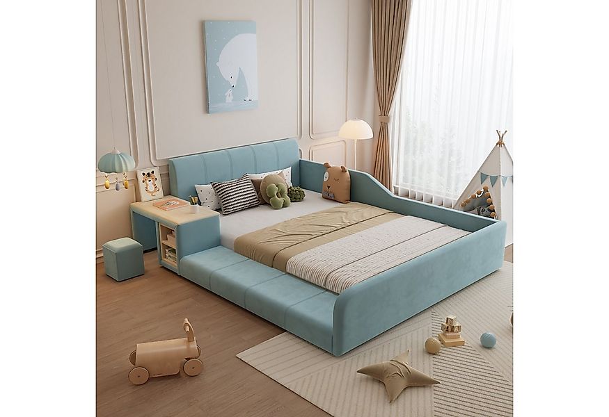 REDOM Polsterbett Kinderbett mit Schreibtisch und Hocker (140x200 cm Samt, günstig online kaufen