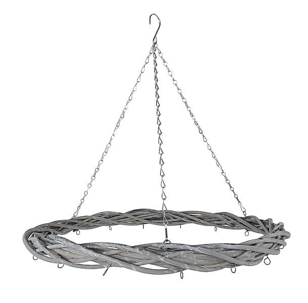 Spetebo Dekokranz Rattan Kranz zum Hängen - Ø 60 cm / grau, Hänge Deko mit günstig online kaufen