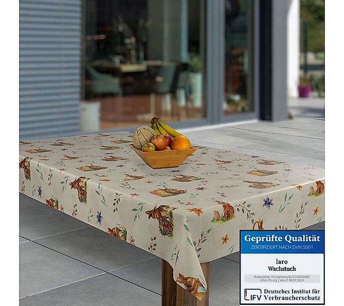laro Tischdecke Wachstuch-Tischdecken Abwaschbar Ostern Hase Pflanzen Korb günstig online kaufen