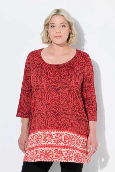 Ulla Popken Longshirt Longshirt A-Linie Rundhalsausschnitt günstig online kaufen