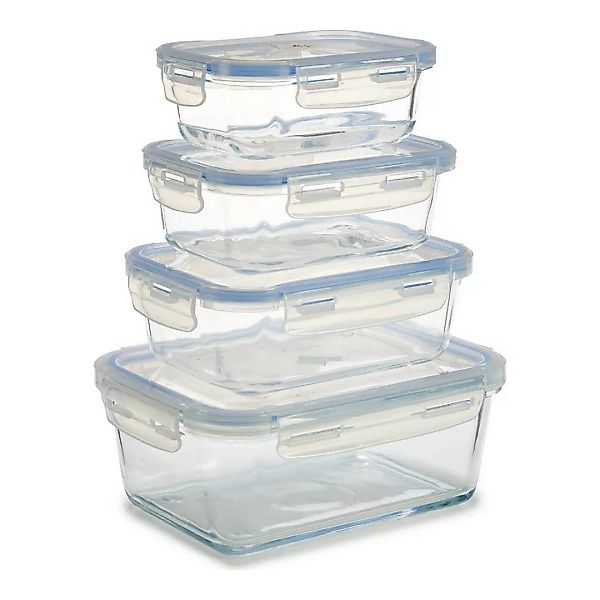 Lunchbox-set Vivalto Glas Kristall (16 X 8,5 X 22 Cm) (4 Stücke) günstig online kaufen