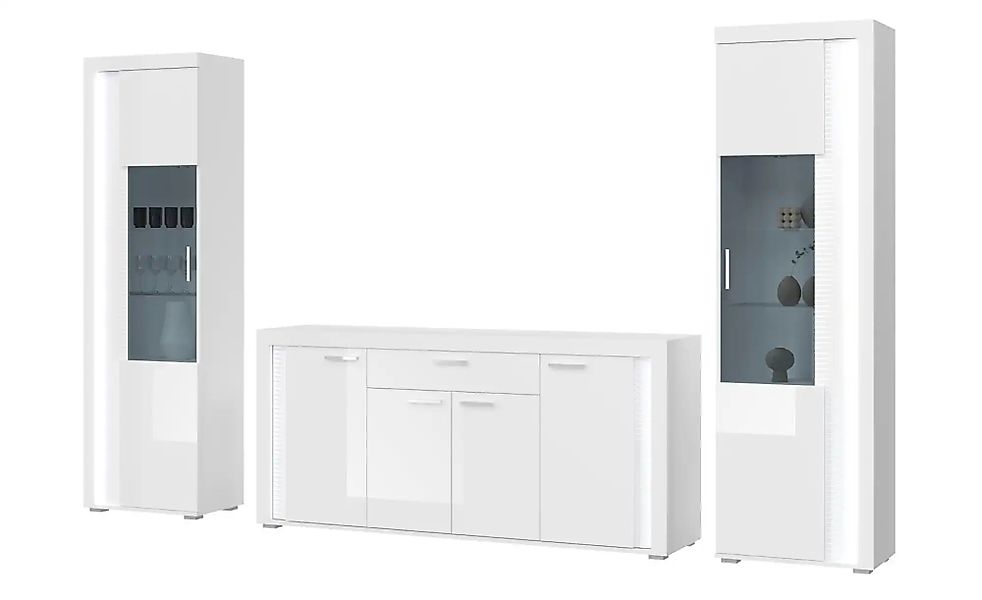 Wohnwand  Silville ¦ weiß ¦ Maße (cm): B: 332 H: 202 T: 42.0 Kommoden & Sid günstig online kaufen