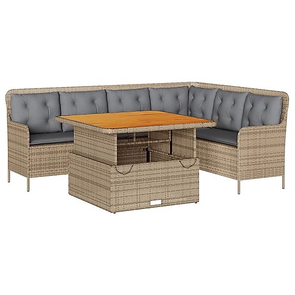 vidaXL 2-Tlg Garten-Sofagarnitur mit Kissen Beige Poly Rattan 3262085 günstig online kaufen