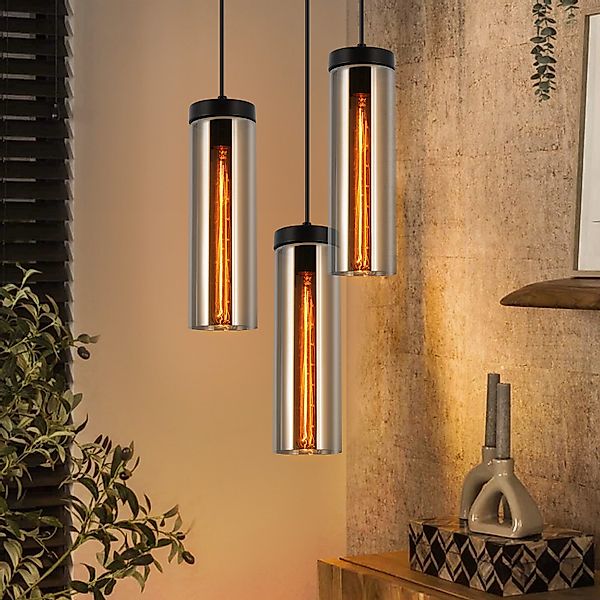 Nettlife Pendelleuchte Pendelleuchte Mattschwarz Glas 1/3 günstig online kaufen