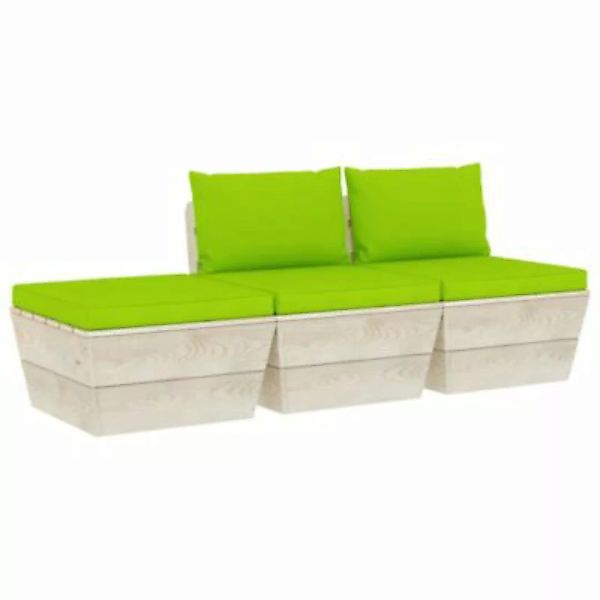 3-tlg. Garten-sofagarnitur Aus Paletten Mit Kissen Fichtenholz günstig online kaufen