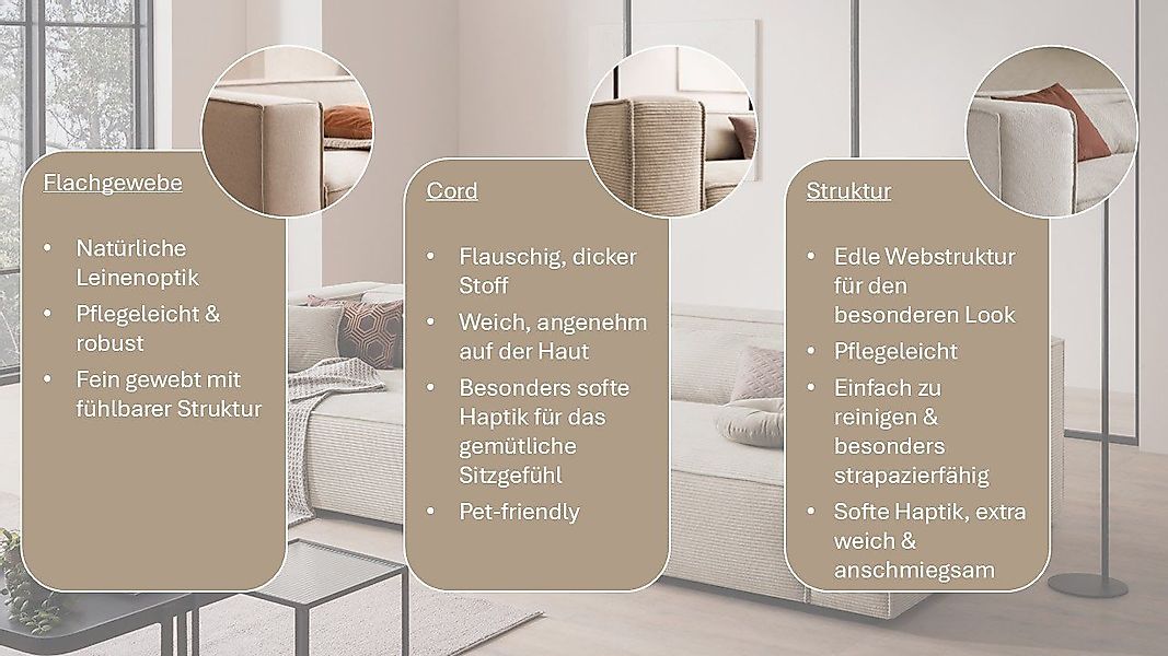LeGer Home by Lena Gercke 3-Sitzer PIARA XXL, Sofa mit Kedernaht in Cord, L günstig online kaufen