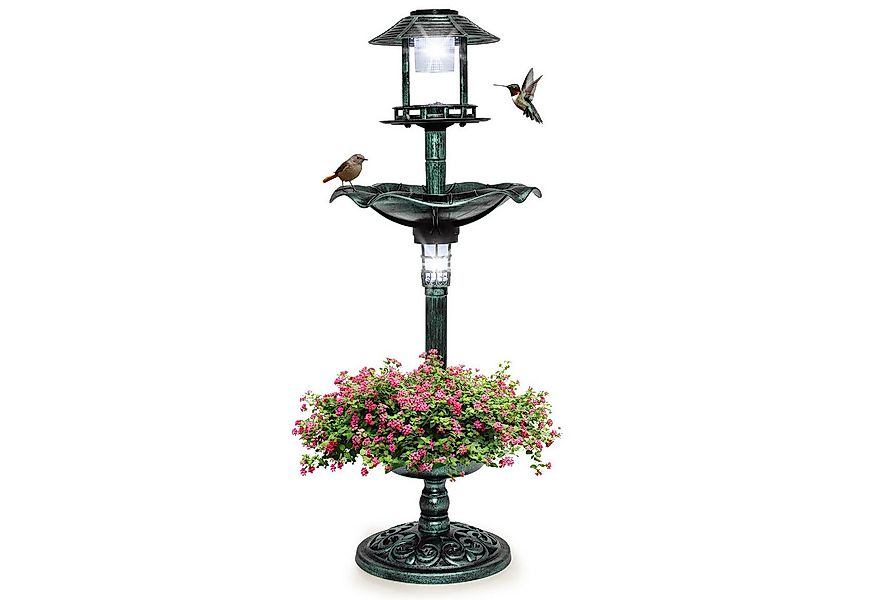 KOMFOTTEU Vogeltränke Vogelbad Vogelfutterhaus, mit Blumentopf & Solar Leuc günstig online kaufen