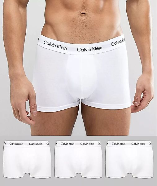 Calvin Klein – Tief sitzende Unterhosen aus Stretch-Baumwolle, 3er-Pack-Wei günstig online kaufen