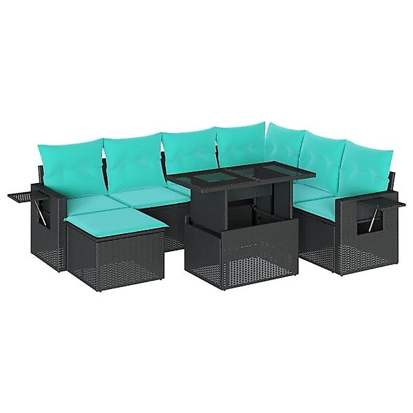 vidaXL 8-Tlg Gartensofa-Set mit Kissen Schwarz Polyrattan 3268067 günstig online kaufen